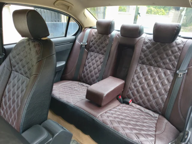 Quilted rear seats inside Honda Amaze cab